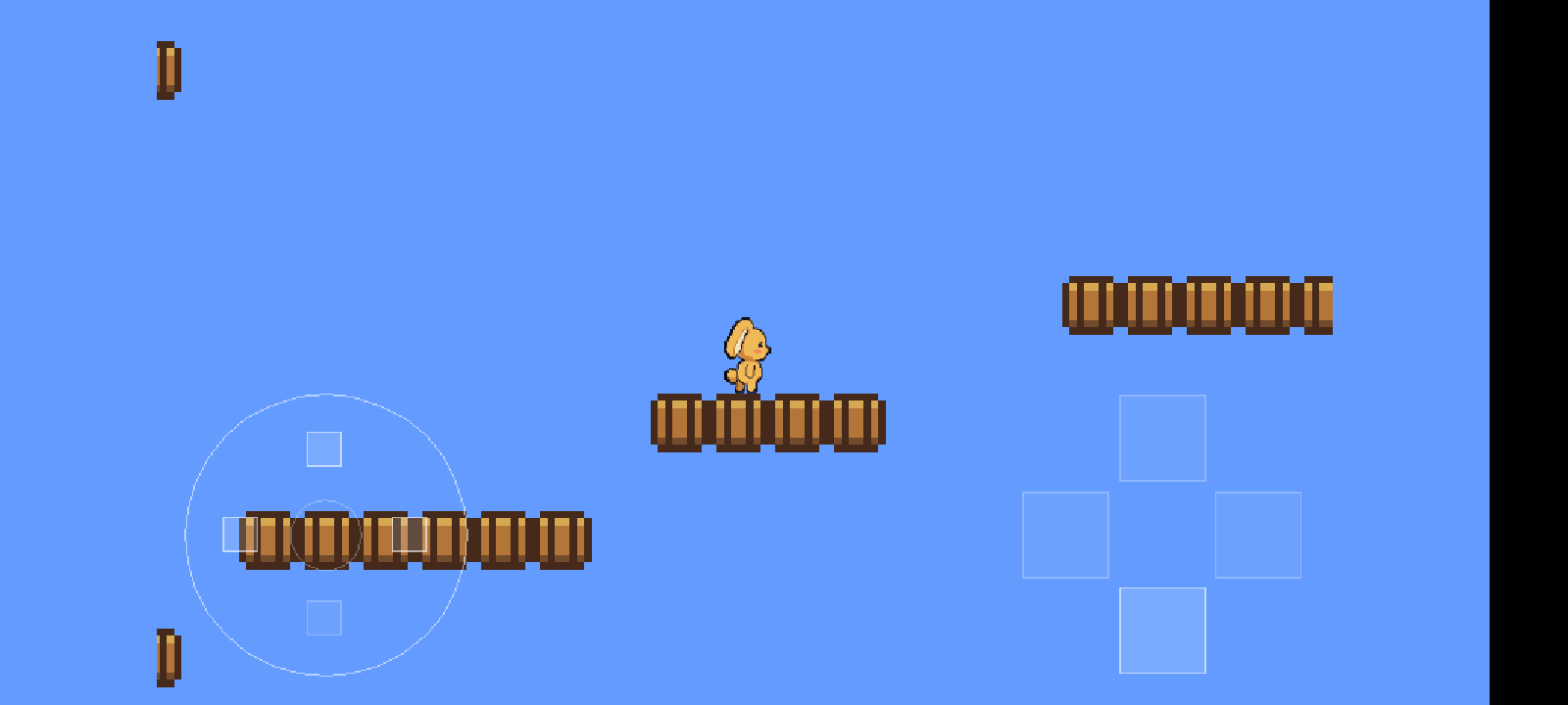 The platformer running on an Android device with on-screen controls.