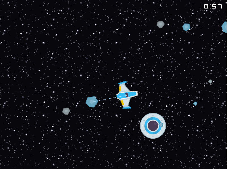 Salvage Run: asteroid-field roguelite, thrust and drift among splitting rocks.