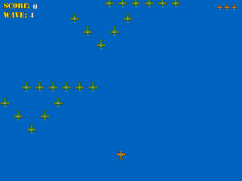 Vertical shoot-'em-up in the style of 1942.